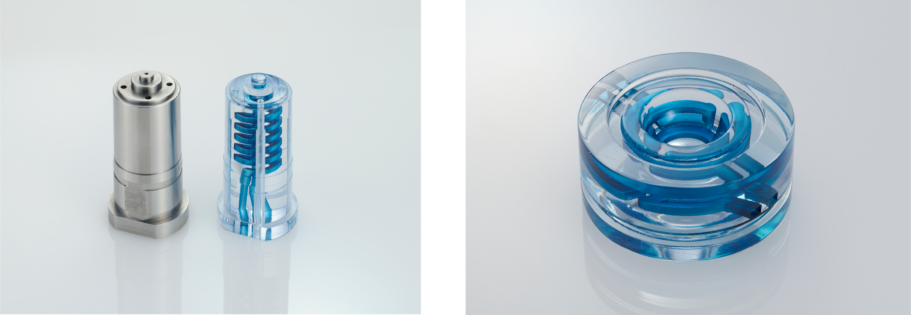 金属接合技術P-Basで加工した金型部品とそのアクリル模型